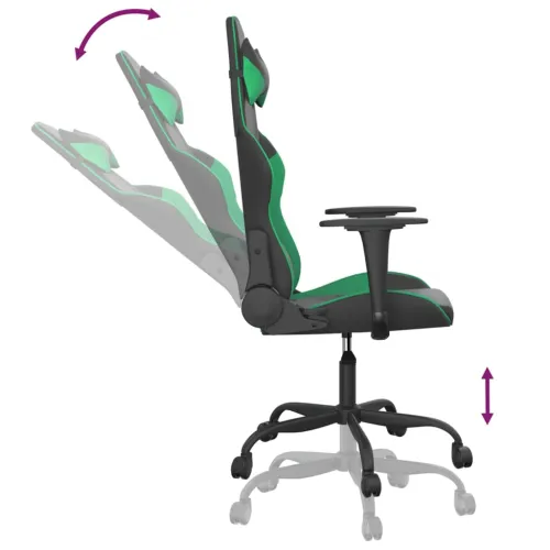 Gaming stolica crno-zelena od umjetne kože - Crna i zelena Bez naslona za noge Cijena