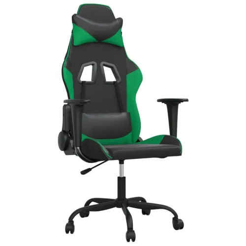 Gaming stolica crno-zelena od umjetne kože - Crna i zelena Bez naslona za noge Cijena
