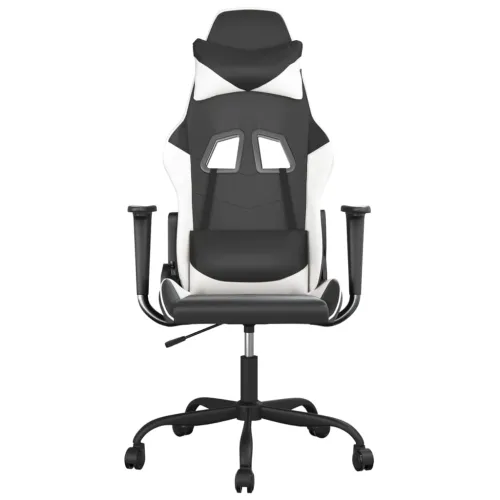 Gaming stolica od umjetne kože crno-bijela - Crno-bijelo Bez naslona za noge Cijena