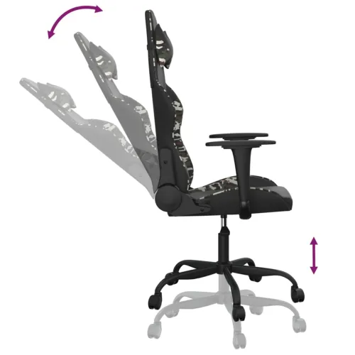 Gaming stolica crno-maskirna od umjetne kože - Crna i maskirna Bez naslona za noge Cijena