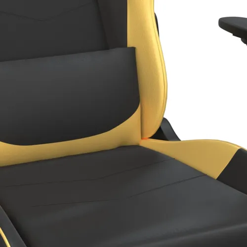 Masažna Gaming stolica crno-zlatna od umjetne kože - Crna i zlatna Bez naslona za noge Cijena