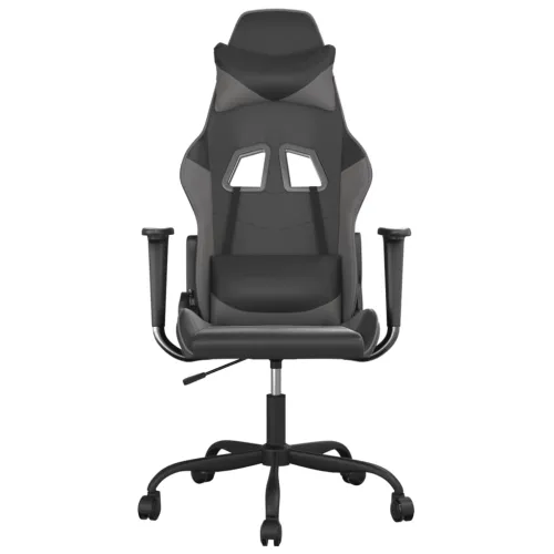 Masažna Gaming stolica crno-siva od umjetne kože - Crna i siva Bez naslona za noge Cijena