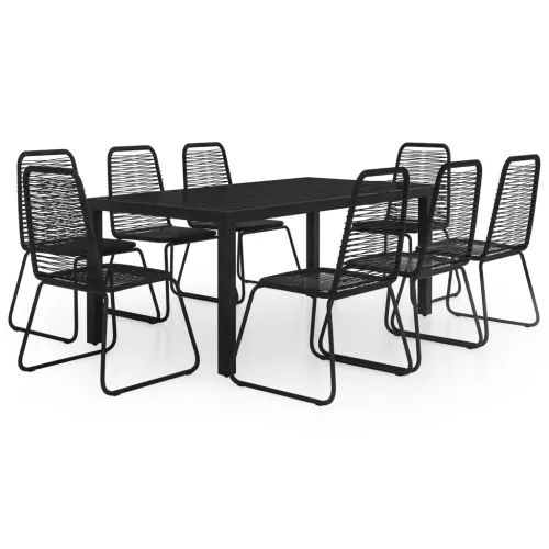Vrtna garnitura - 9-dijelni vrtni blagovaonski set od PVC ratana crni - Crna Dužina stola 184.5 cm 8 Cijena