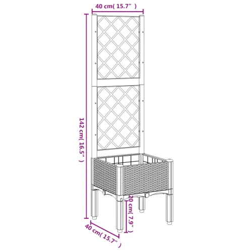 Vrtna sadilica s rešetkom crna 40 x 40 x 142 cm PP - Crna 40 x 40 x 142 cm 1 Cijena