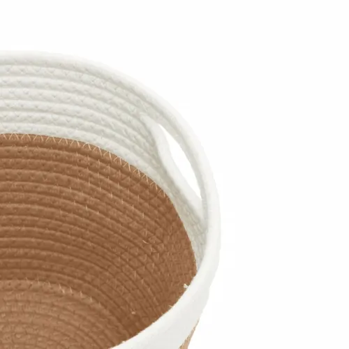 Košare za pohranu 2 kom smeđe-bijele Ø 24 x 18 cm pamučne - Smeđa Cijena