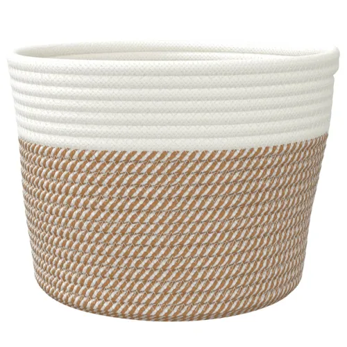 Košare za pohranu 2 kom smeđe-bijele Ø 24 x 18 cm pamučne - Smeđa i bijela Cijena