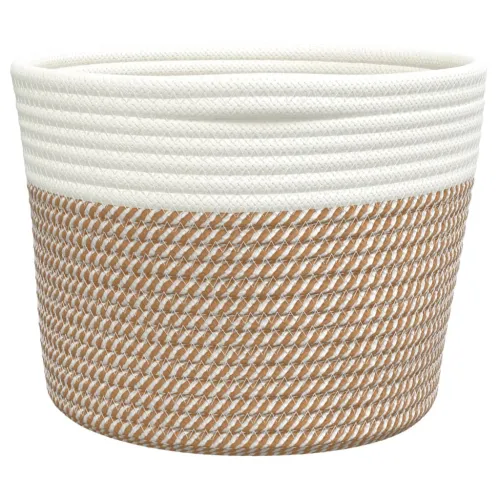Košare za pohranu 2 kom smeđe-bijele Ø 24 x 18 cm pamučne - Smeđa i bijela Cijena