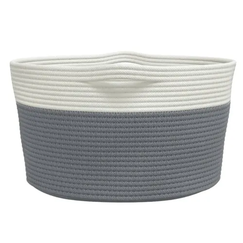 Košara za pohranu sivo-bijela Ø 40 x 25 cm pamučna - Siva 40 x 25 cm Cijena