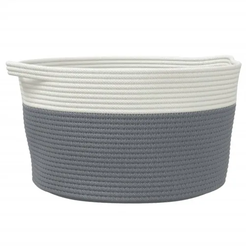 Košara za pohranu sivo-bijela Ø 40 x 25 cm pamučna - Siva 40 x 25 cm Cijena