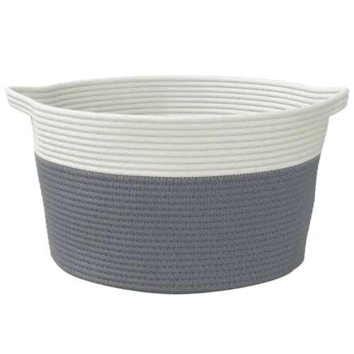 Košara za pohranu sivo-bijela Ø 40 x 25 cm pamučna - Siva 40 x 25 cm Cijena