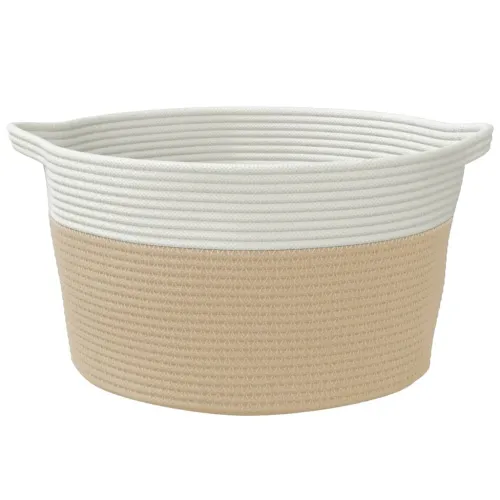 Košara za pohranu bež-bijela Ø 40 x 25 cm od pamuka - Bež 40 x 25 cm Cijena