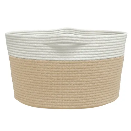 Košara za pohranu bež-bijela Ø 40 x 25 cm od pamuka - Bež 40 x 25 cm Cijena