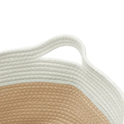 Košara za pohranu bež-bijela Ø 40 x 25 cm od pamuka - Bež 40 x 25 cm Cijena