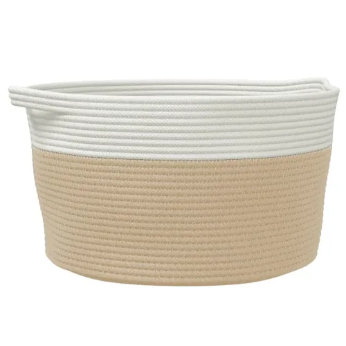 Košara za pohranu bež-bijela Ø 40 x 25 cm od pamuka - Bež 40 x 25 cm Cijena