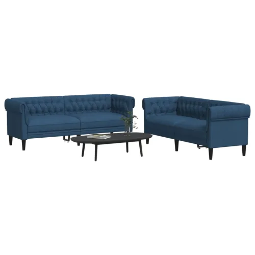 2-dijelni set sofa plavi od tkanine - Plava dvosjed + trosjed Cijena
