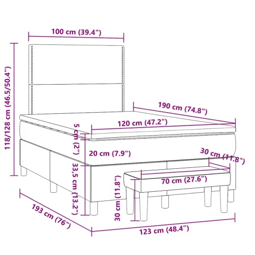 Krevet box spring s madracem bijeli 120x190 cm od umjetne kože - Bijela 120 x 190 cm Obično s čavlima Cijena