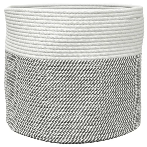 Košara za pohranu sivo-bijela Ø 40 x 35 cm pamučna - Siva i bijela 40 x 35 cm Cijena