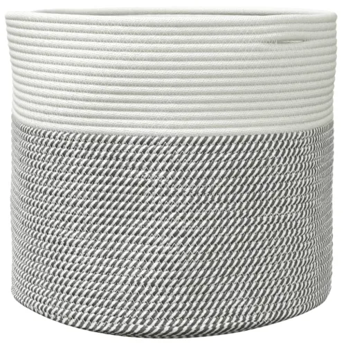 Košara za pohranu sivo-bijela Ø 40 x 35 cm pamučna - Siva i bijela 40 x 35 cm Cijena