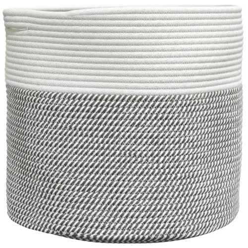 Košara za pohranu sivo-bijela Ø 40 x 35 cm pamučna - Siva i bijela 40 x 35 cm Cijena
