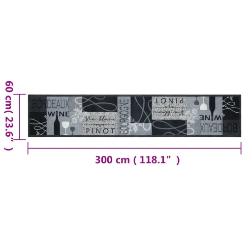 Kuhinjski tepih perivi s uzorkom boce vina 60x300 cm baršunasti - boja vina 60 x 300 cm Cijena