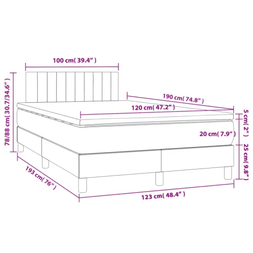 Krevet box spring s madracem LED tamnosivi 120 x 190 cm tkanina - Tamno siva 120 x 190 cm Okomite pruge Cijena
