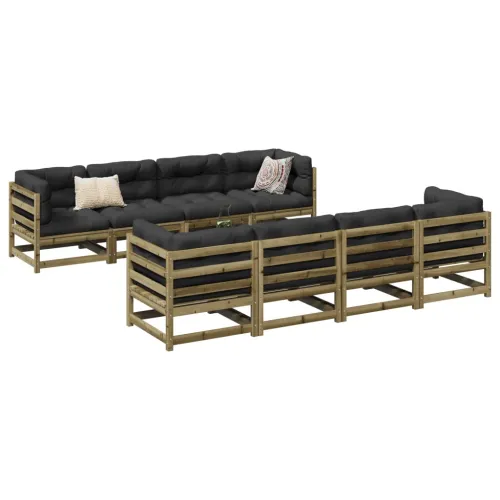 Vrtna garnitura - 9-dijelni set vrtnih sofa od impregnirane borovine - Prirodno impregnirano Ne 1 Cijena