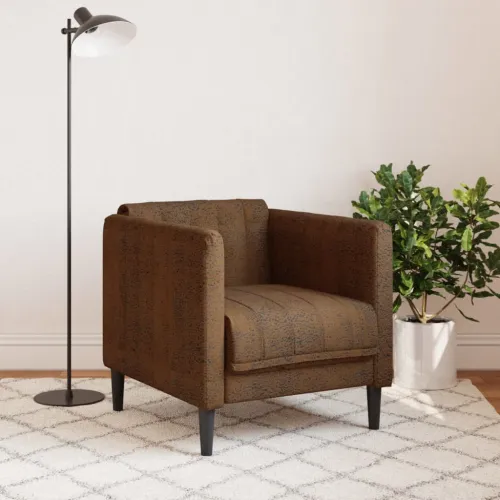 Fotelja od umjetne brušene kože smeđa - Smeđa Sofa Cijena