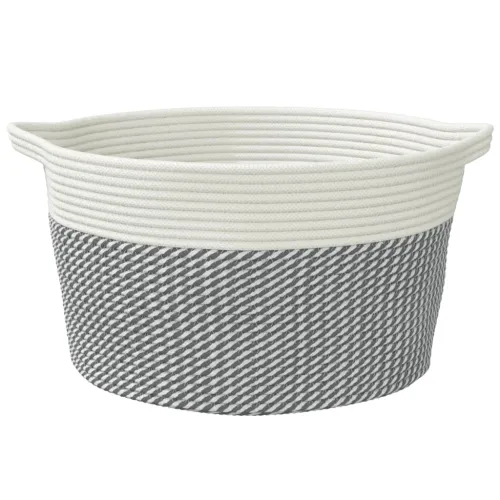 Košara za pohranu sivo-bijela Ø 40 x 25 cm pamučna - Siva i bijela 40 x 25 cm Cijena