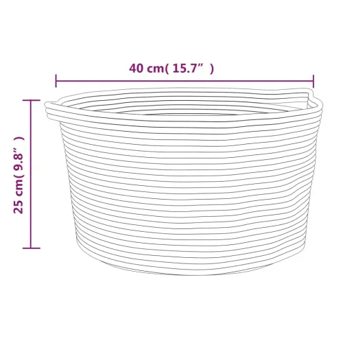 Košara za pohranu sivo-bijela Ø 40 x 25 cm pamučna - Siva i bijela 40 x 25 cm Cijena