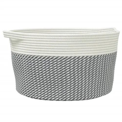 Košara za pohranu sivo-bijela Ø 40 x 25 cm pamučna - Siva i bijela 40 x 25 cm Cijena