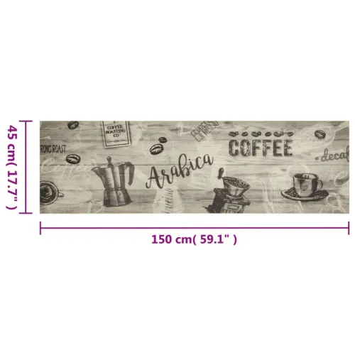 Kuhinjski tepih perivi s natpisom 45 x 150 cm baršunasti sivi - Siva s natpisom coffee 45 x 150 cm Cijena