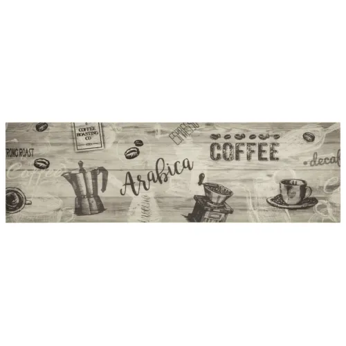 Kuhinjski tepih perivi s natpisom 45 x 150 cm baršunasti sivi - Siva s natpisom coffee 45 x 150 cm Cijena