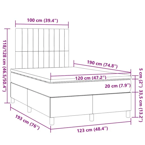 Boxspring - Krevet s oprugama i madracem tamnoplavi 120 x 190 cm baršun - Tamno plava 120 x 190 cm Okomite pruge Tamno plava Cijena
