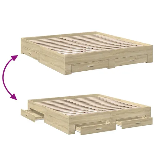 Okvir za krevet s ladicama boja hrasta 200x200 cm drveni - Sonoma hrast 200 x 200 cm Cijena