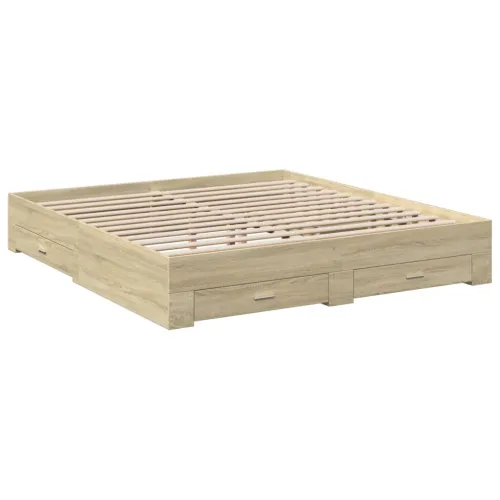 Okvir za krevet s ladicama boja hrasta 200x200 cm drveni - Sonoma hrast 200 x 200 cm Cijena