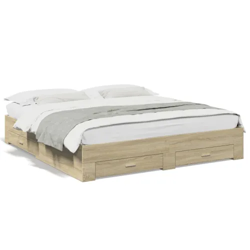 Okvir za krevet s ladicama boja hrasta 200x200 cm drveni - Sonoma hrast 200 x 200 cm Cijena