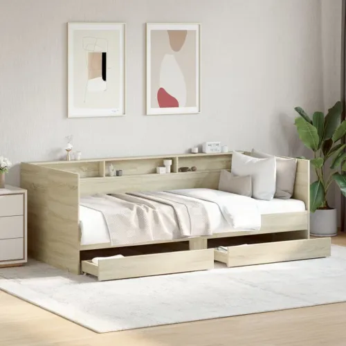 Dnevni krevet s ladicama bez madraca boja hrasta 75x190 cm - Sonoma hrast 75 x 190 cm Cijena