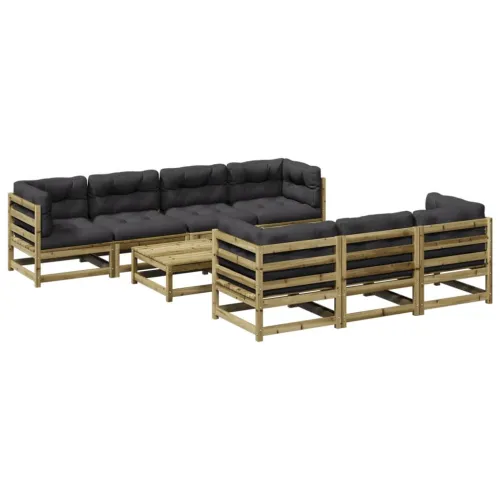 Vrtna garnitura - 8-dijelni set vrtnih sofa s jastucima od impregnirane borovine - Prirodno impregnirano s jastučićem 1 Cijena