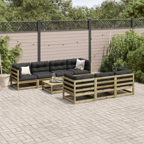 Vrtna garnitura - 8-dijelni set vrtnih sofa s jastucima od impregnirane borovine - Prirodno impregnirano s jastučićem 1 Cijena