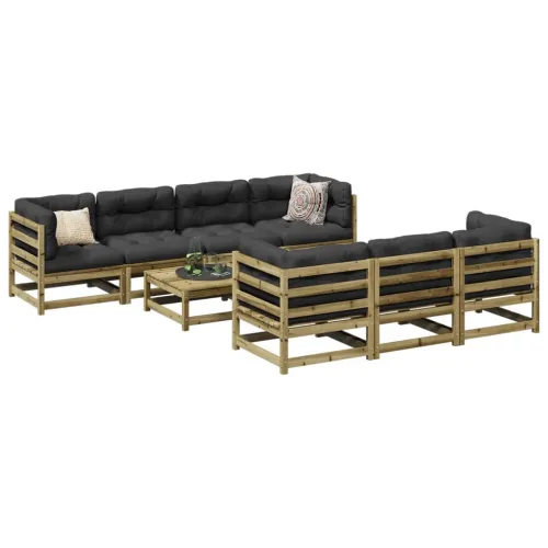Vrtna garnitura - 8-dijelni set vrtnih sofa s jastucima od impregnirane borovine - Prirodno impregnirano s jastučićem 1 Cijena
