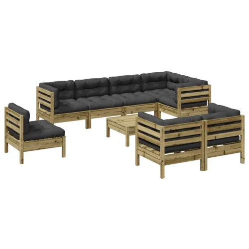 Vrtna garnitura - 9-dijelni set vrtnih sofa s jastucima od impregnirane borovine - Prirodno impregnirano 1 Cijena