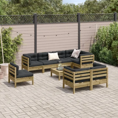 Vrtna garnitura - 9-dijelni set vrtnih sofa s jastucima od impregnirane borovine - Prirodno impregnirano 1 Cijena