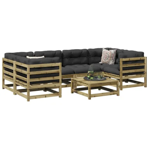 Vrtna garnitura - 7-dijelni set vrtnih sofa od impregnirane borovine - Prirodno impregnirano bez jastuka 1 Cijena