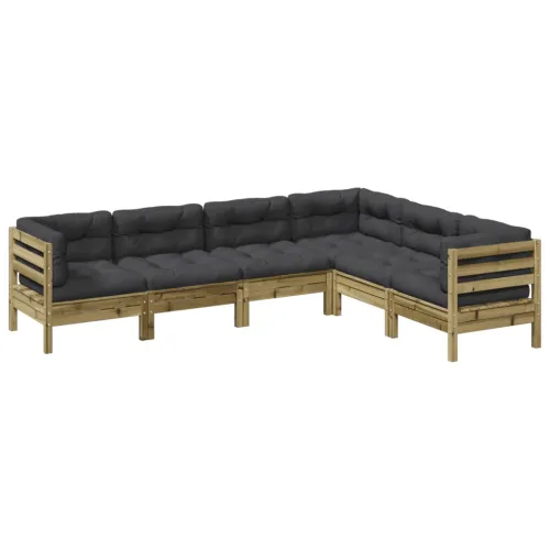Vrtna garnitura - 6-dijelni set vrtnih sofa od impregnirane borovine s jastucima - Prirodno impregnirano 1 Cijena