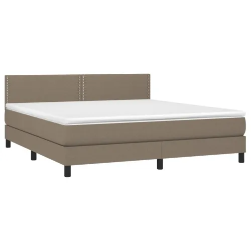 Krevet box spring s madracem LED smeđesivi 180x200 cm tkanina - Sivo-smeđa 180 x 200 cm Obično s čavlima Cijena