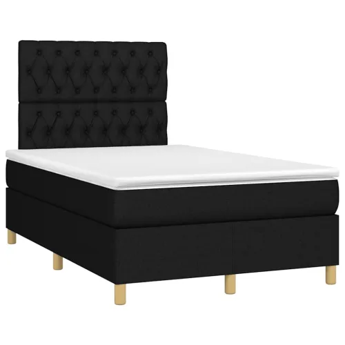Krevet box spring s madracem crni 120 x 190 cm od tkanine - Crna 120 x 190 cm Dizajn s gumbima Cijena