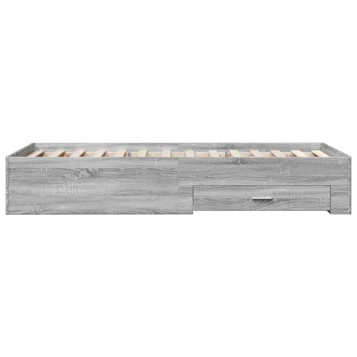 Okvir za krevet s ladicama boja hrasta 100x200 cm drveni - Sivi hrast sonoma 100 x 200 cm Cijena
