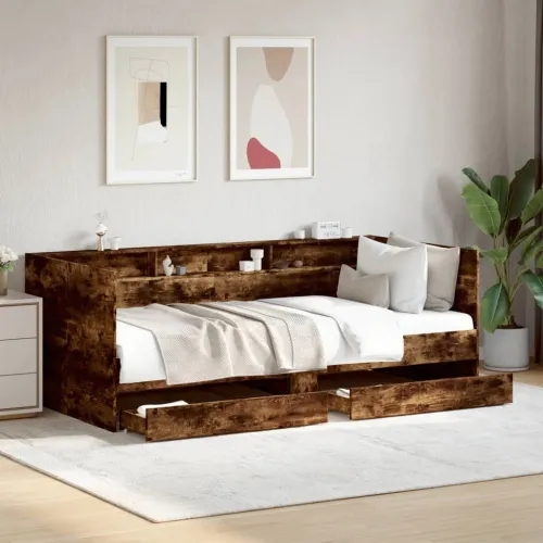 Dnevni krevet s ladicama bez madraca boja hrasta 75x190 cm - Dimljeni hrast 75 x 190 cm Cijena