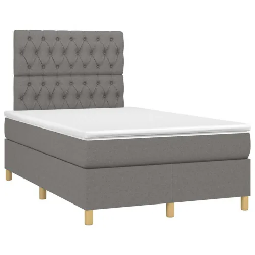 Krevet box spring s madracem tamnosivi 120 x 190 cm tkanina - Tamno siva 120 x 190 cm Dizajn s gumbima Cijena