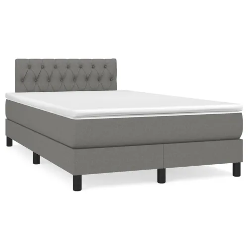 Krevet box spring s madracem LED tamnosivi 120 x 190 cm tkanina - Tamno siva 120 x 190 cm Dizajn s gumbima Cijena